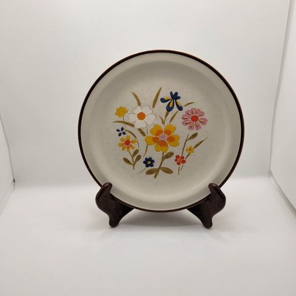 Spring Flower Grace Stoneware Japan Vintage Plate Cottagecore Retro Decor S-1443 - Picture 5 of 9